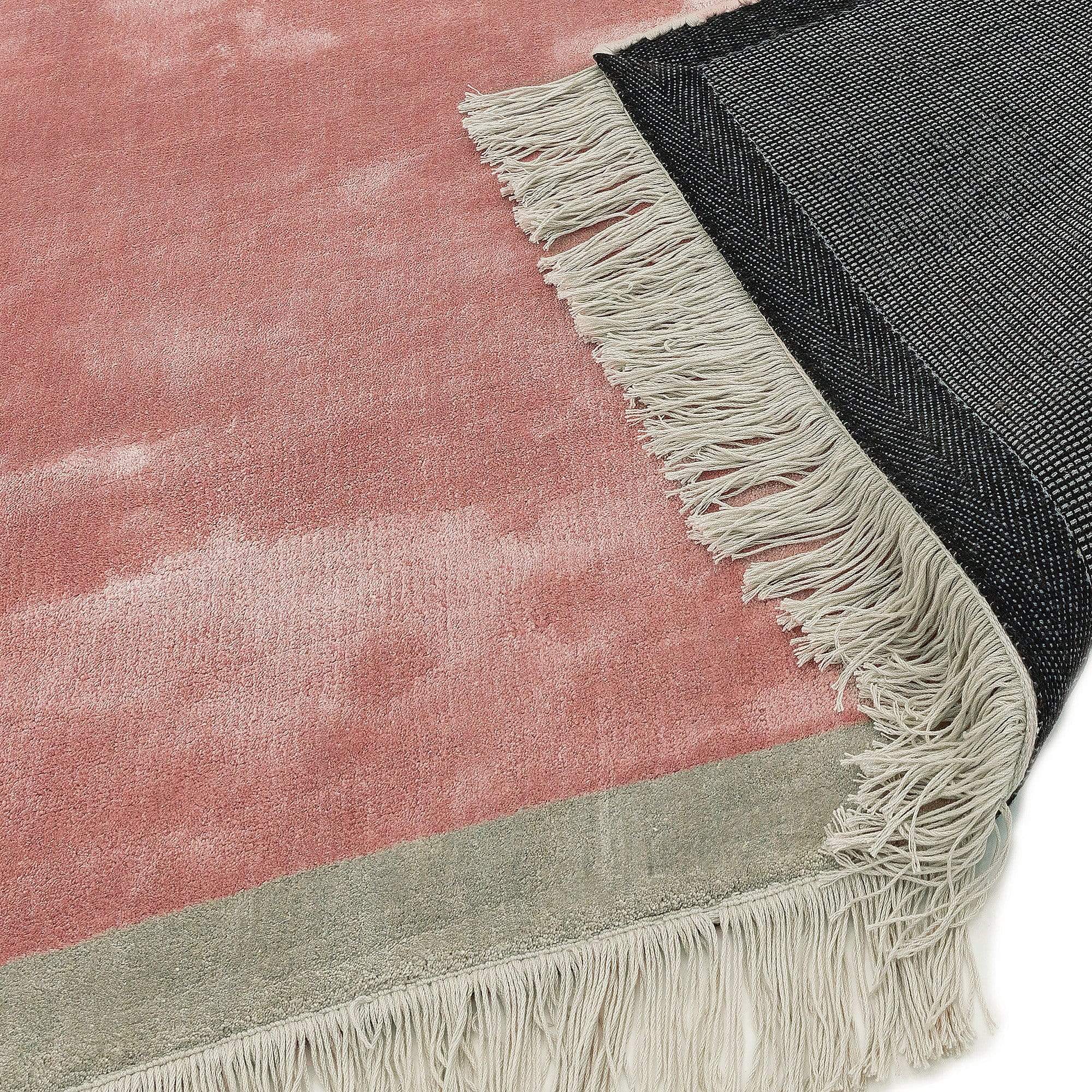 Hand Woven Pink Rug With Fringing