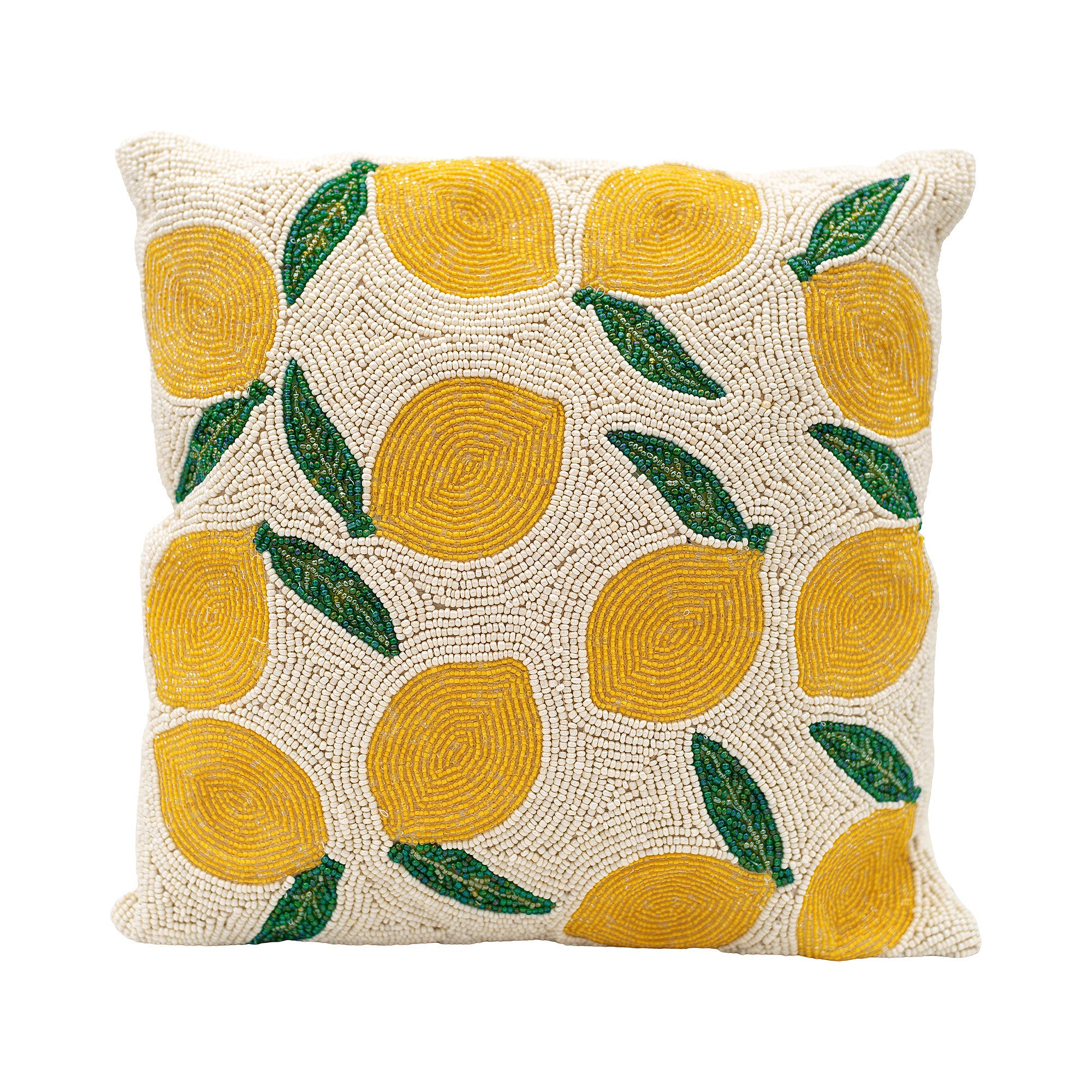 Handmade Beaded Lemon Cushion