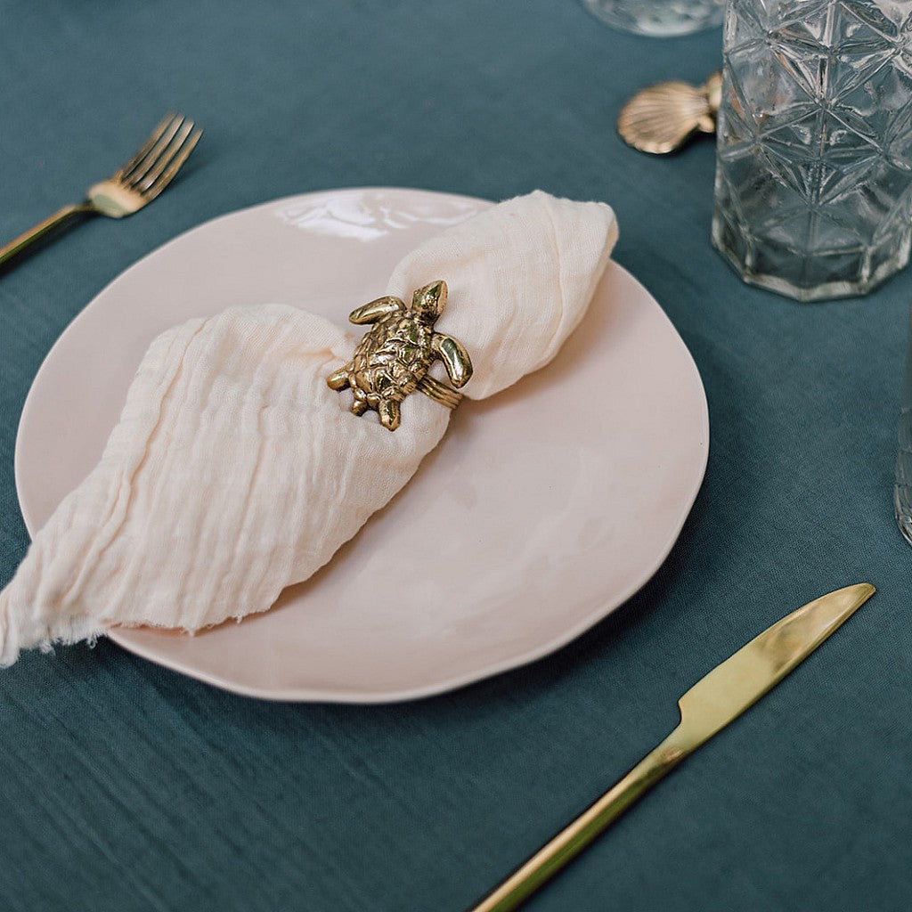 Handmade Brass Ocean Napkin Rings | Set of 6