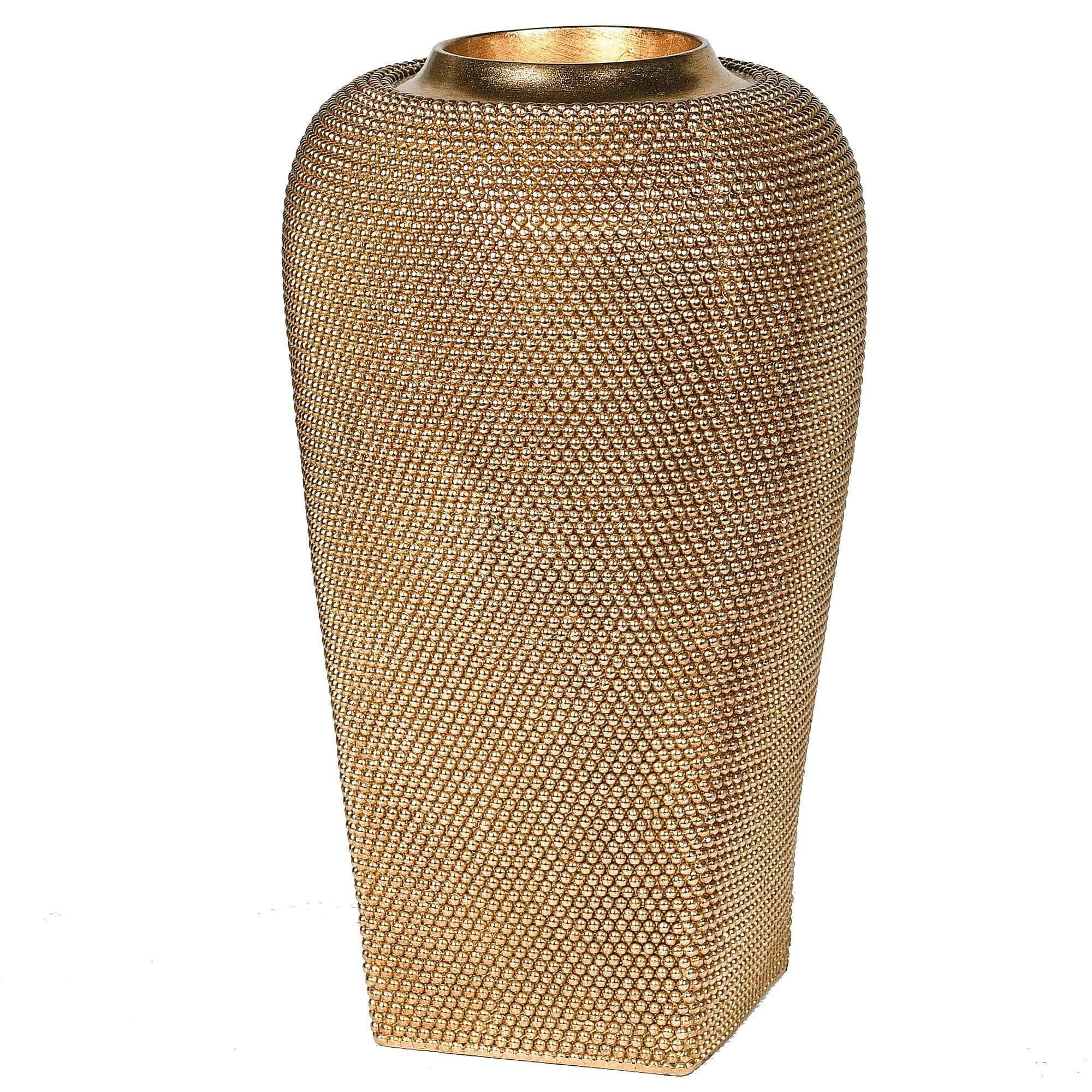 Handmade Gold Beaded Large Vase