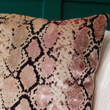Load image into Gallery viewer, Handmade Pink Lustre Snakeskin Cushion