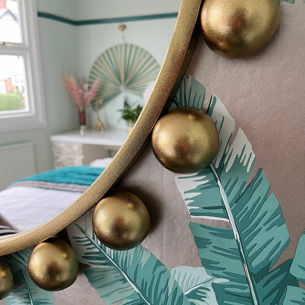 Handmade Round Gold Aurora Wall Mirror