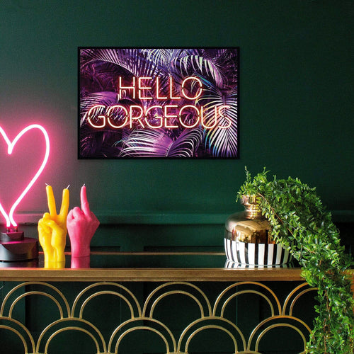 Hello Gorgeous Neon Palm Print | Unframed