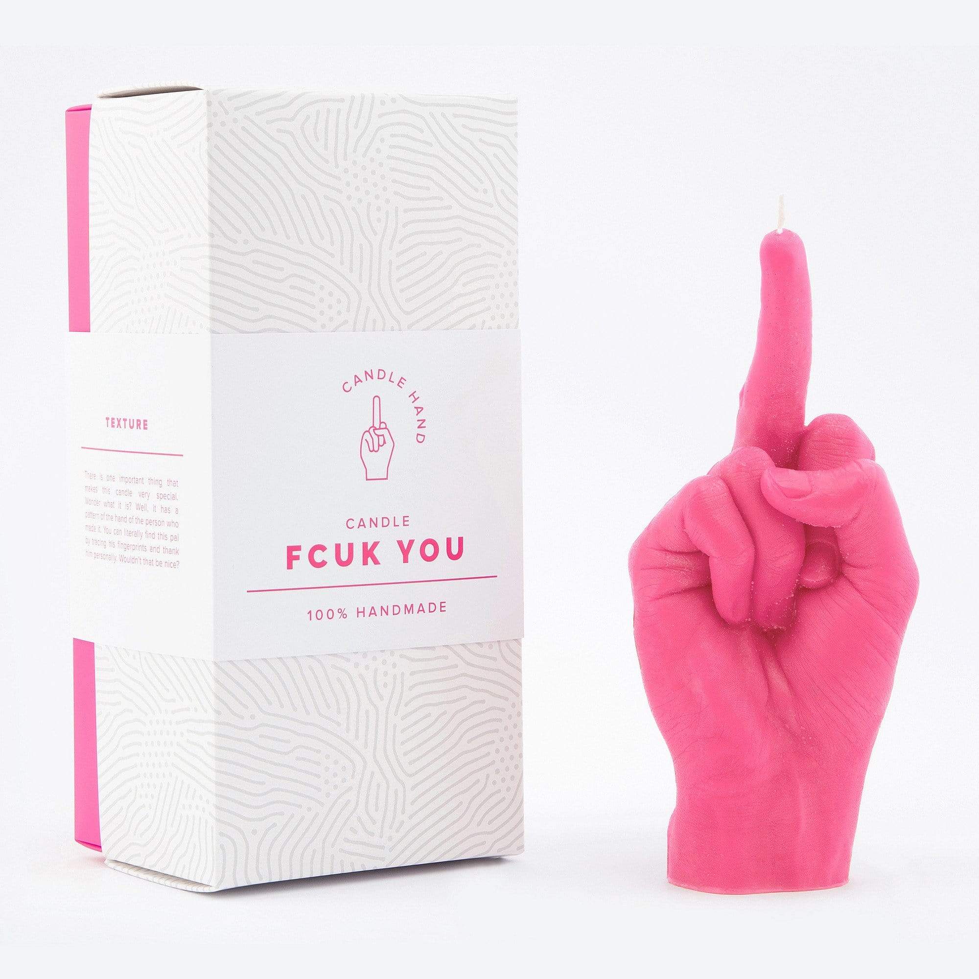 Hot Pink 'Fuck You' Candle Hand