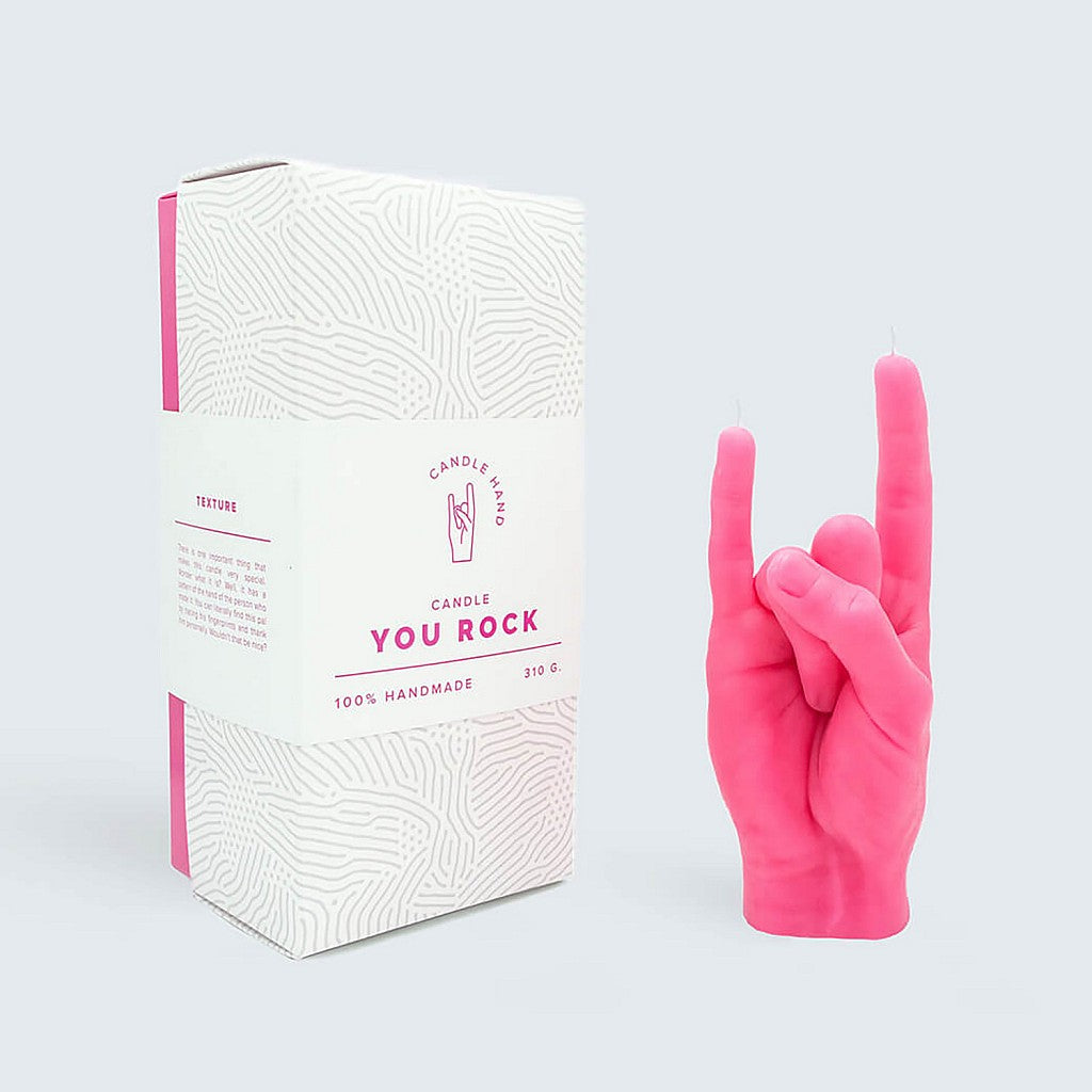 Hot Pink 'Rock On' Candle Hand