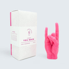 Load image into Gallery viewer, Hot Pink &#39;Rock On&#39; Candle Hand
