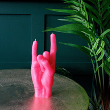 Load image into Gallery viewer, Hot Pink &#39;Rock On&#39; Candle Hand