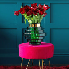 Load image into Gallery viewer, Hot Pink Velvet Footstool