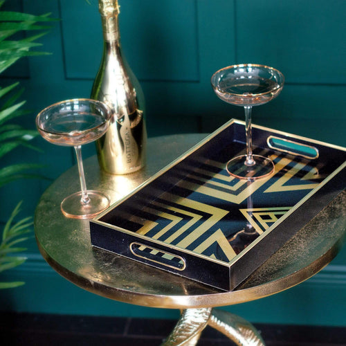 Jazz Age Inspired Black and Gold Tray