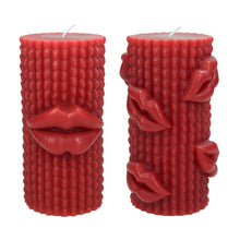 Load image into Gallery viewer, Kiss Me Red Lips Pillar Candles | Set of 2