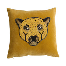 Load image into Gallery viewer, Leopold Mustard Velvet Leopard Cushion