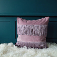 Load image into Gallery viewer, Lilac Velvet Cushion Cover with Fringing