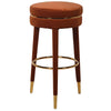 Luxurious Rust Velvet Bar Stool | Gold Tipped