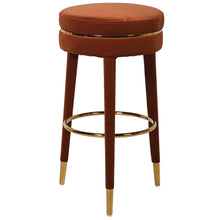 Load image into Gallery viewer, Luxurious Rust Velvet Bar Stool | Gold Tipped