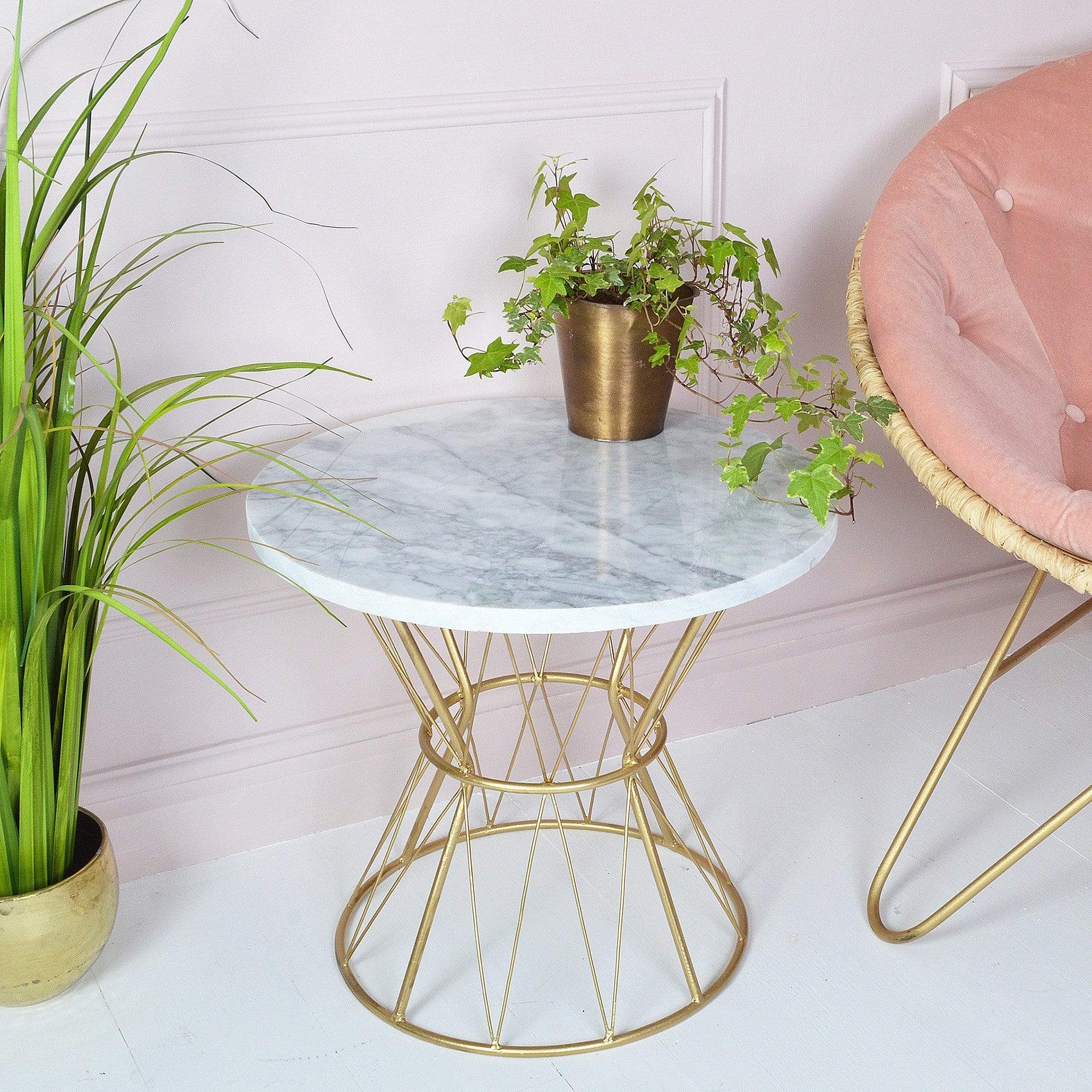 Marble and Brass Side Table (Second)
