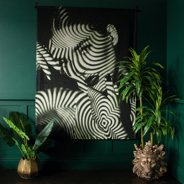 Monochrome Hypnotic Woman Velvet Wall Hanging