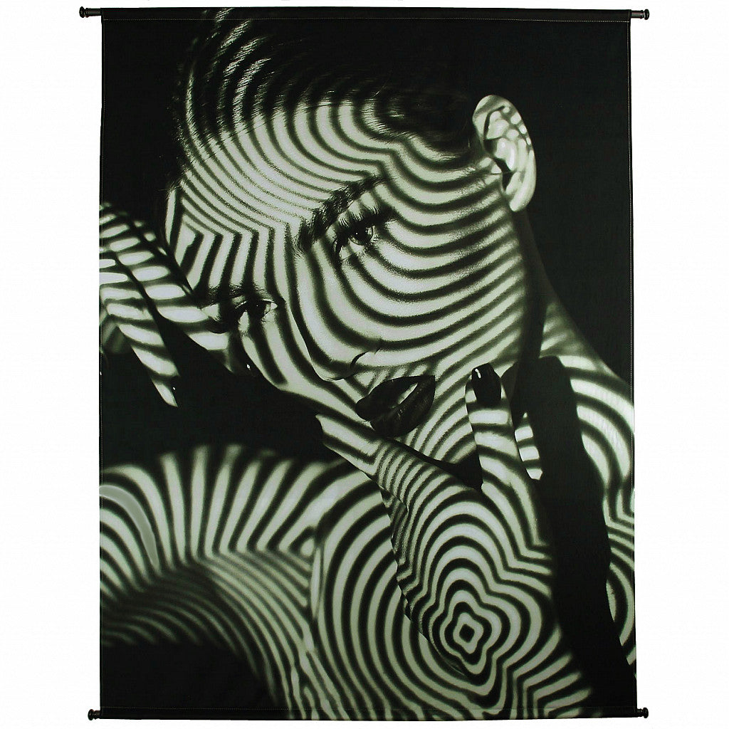 Monochrome Hypnotic Woman Velvet Wall Hanging