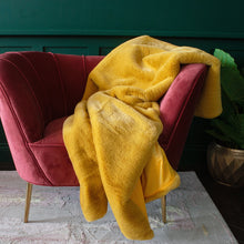 Load image into Gallery viewer, Mustard Yellow Luxurious Faux Fur Throw