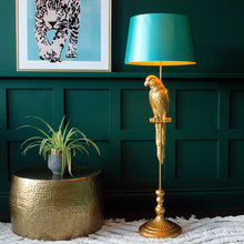 Load image into Gallery viewer, Orelia Golden Parrot Floor Lamp | Turquoise Shade