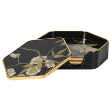 Load image into Gallery viewer, Black and Gold Blossom Coasters | Set of 4