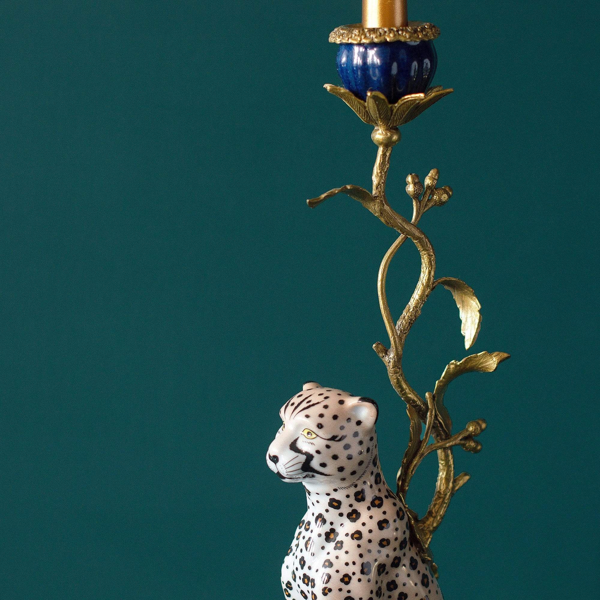 Ornate Leopard Candle Holder