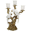 Ornate White & Gold Love Birds Candelabra 