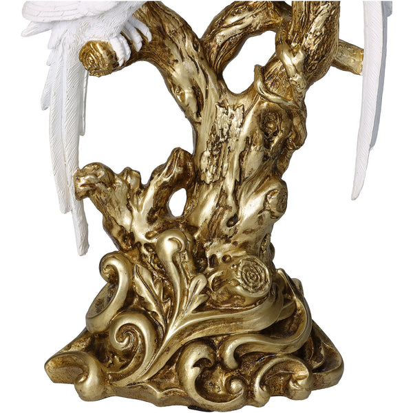 Ornate White & Gold Love Birds Candelabra 