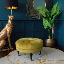Load image into Gallery viewer, Oxford Velvet Footstool | Mustard Green