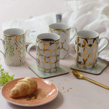 Load image into Gallery viewer, Patterned Gold Mugs | Set of 4