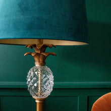 Load image into Gallery viewer, Pineapple Glass Floor Lamp | Teal Velvet Shade