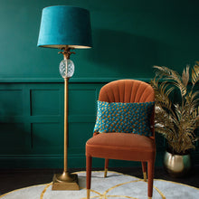 Load image into Gallery viewer, Pineapple Glass Floor Lamp | Teal Velvet Shade