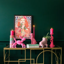 Load image into Gallery viewer, Pink Flocked Poodle Candle Holder