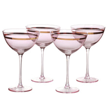 Load image into Gallery viewer, Pink &amp; Gold Champagne Cocktail Glasses | Set of 4
