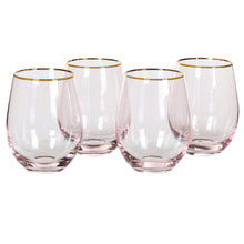 Load image into Gallery viewer, Pink Tumbler Glasses with Gold Rim | Set of 4