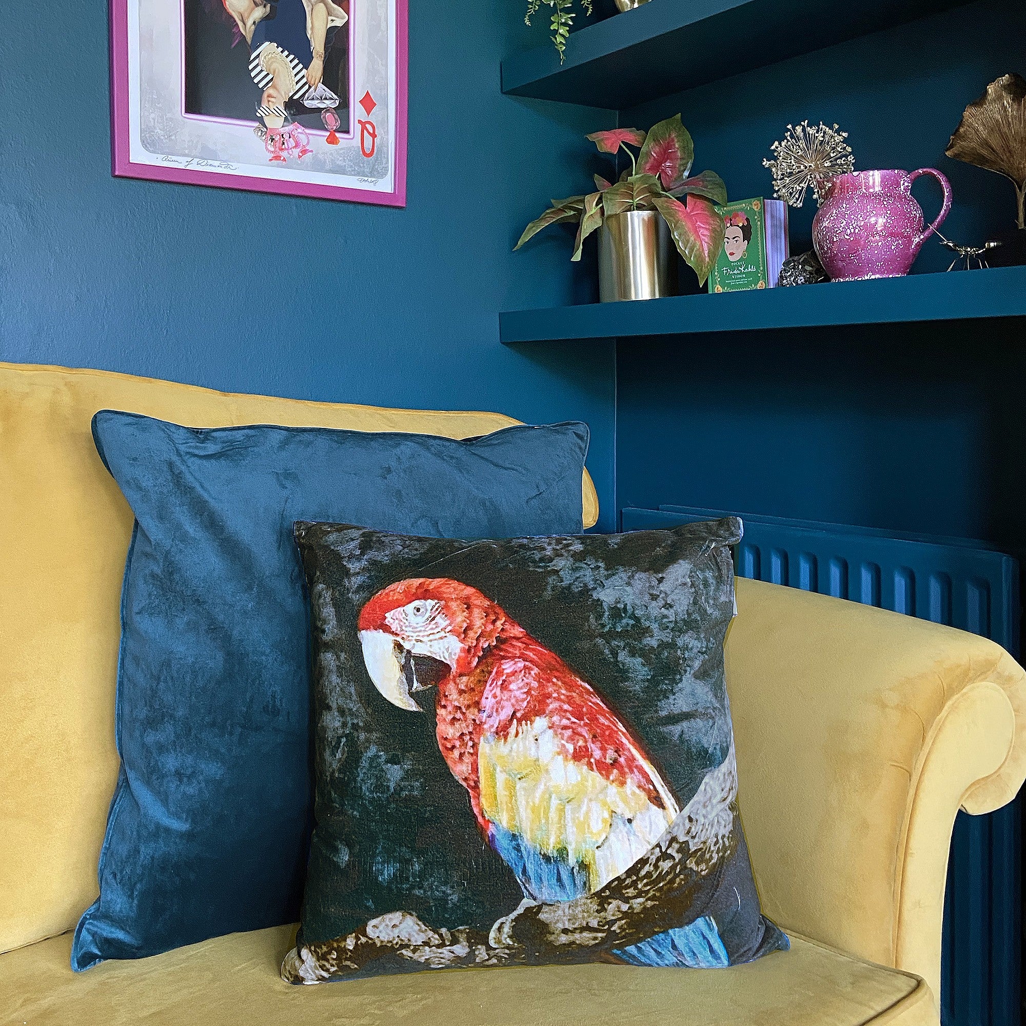 Plush Parrot Velvet Cushion