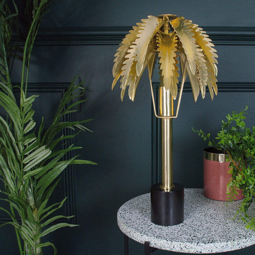 Polished Brass Palm Tree Table Light