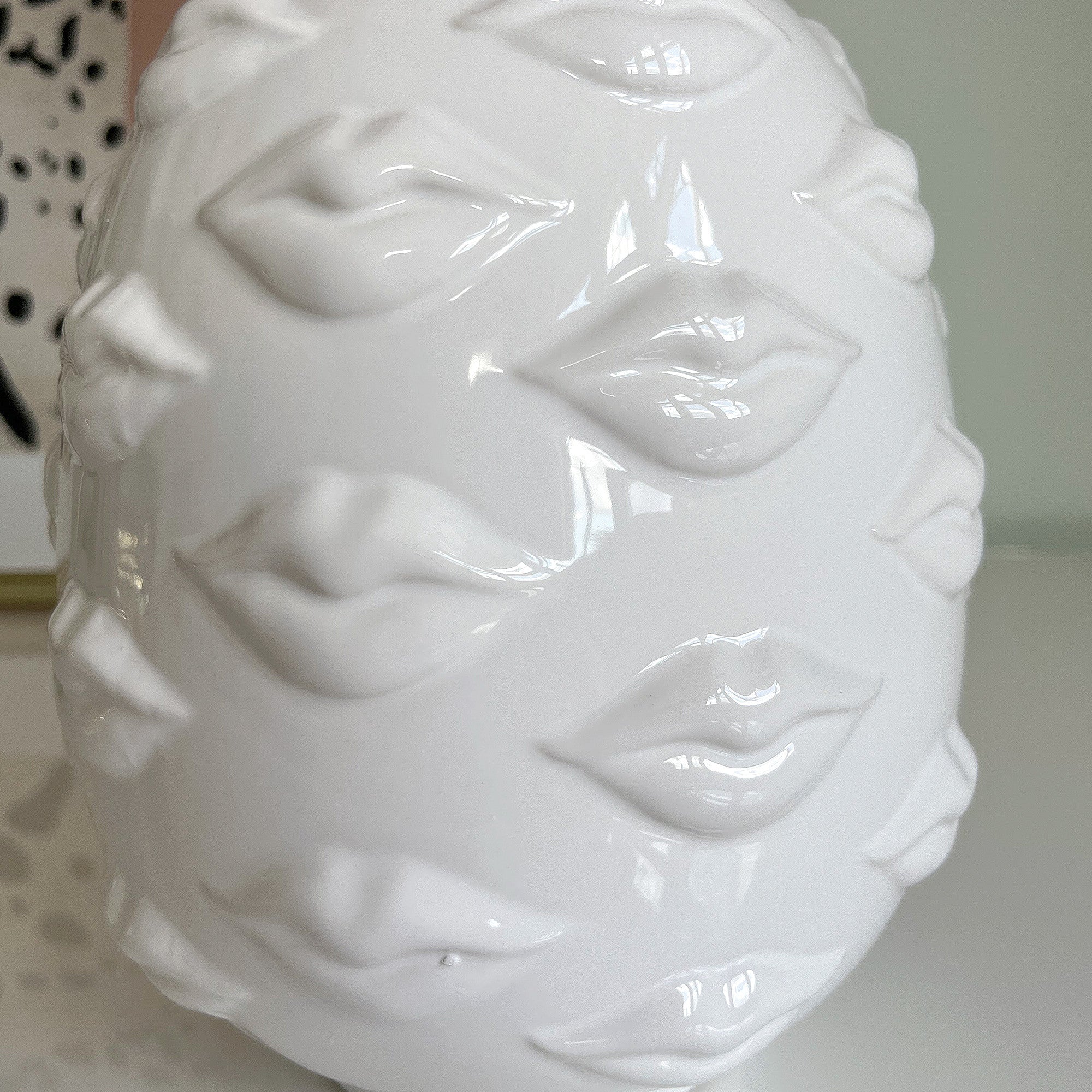 Pucker Up White Ceramic Lips Vase