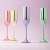 Rainbow Metallic Plastic Prosecco Flutes | Set of 4