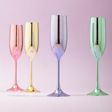 Load image into Gallery viewer, Rainbow Metallic Plastic Prosecco Flutes | Set of 4