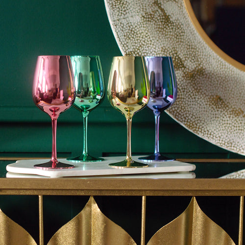 Rainbow Metallic Plastic Wine Glasses | Set of 4