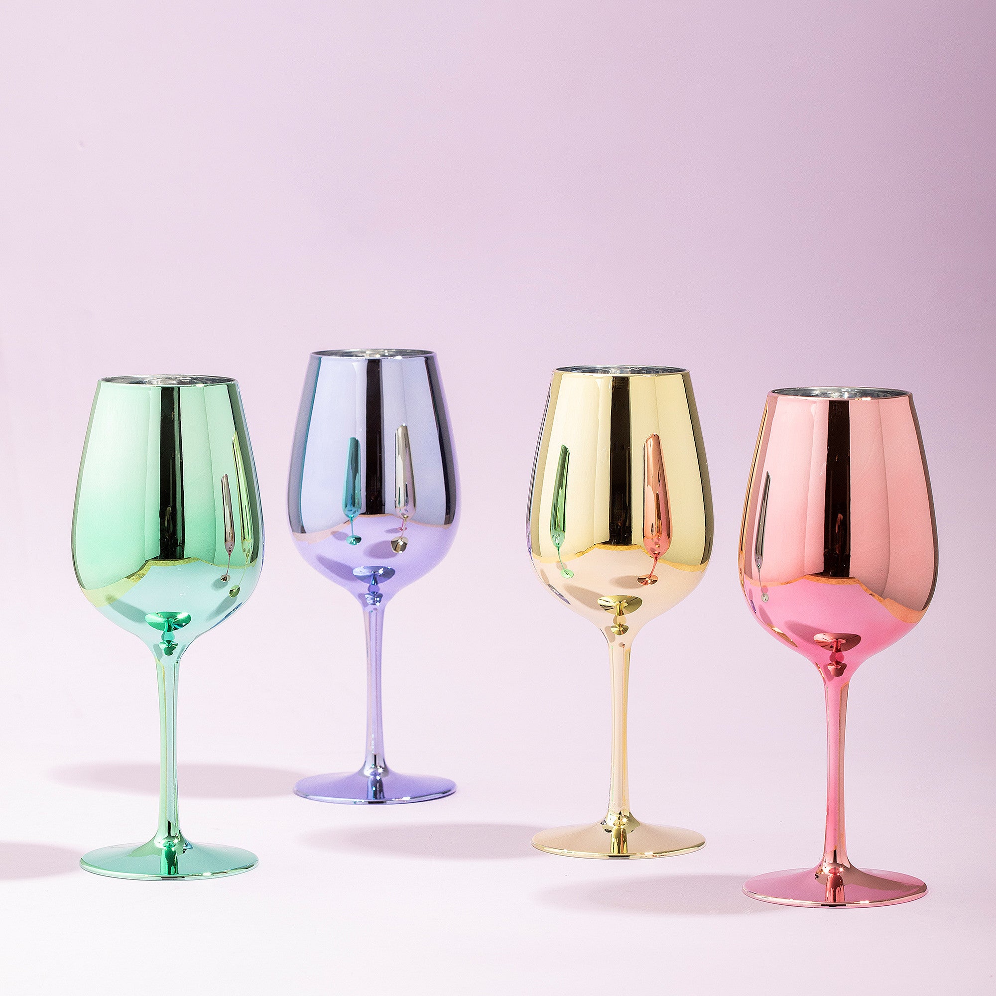 Rainbow Metallic Plastic Wine Glasses | Set of 4
