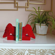 Load image into Gallery viewer, Red Flocked Heart Winged Bookends