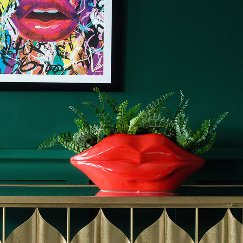 Red Luscious Lips Planter