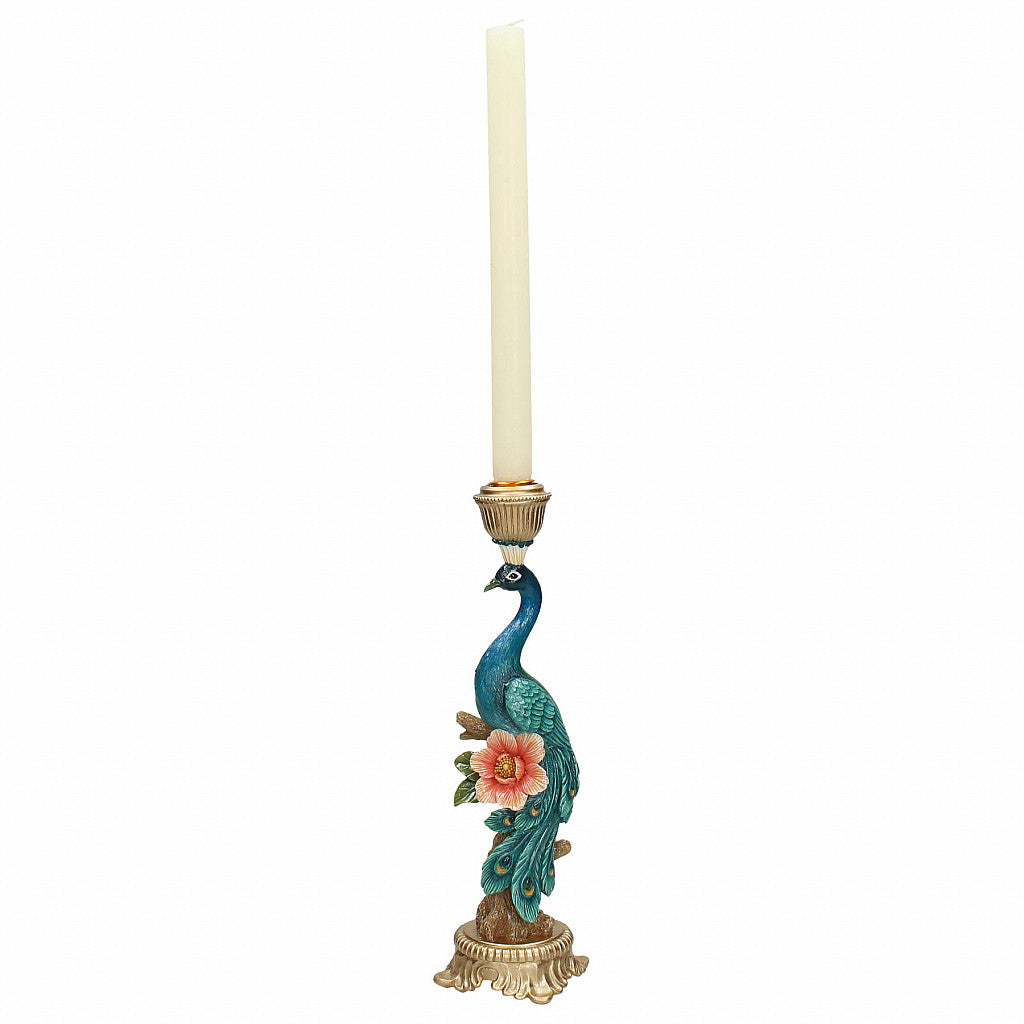 Regal Peacock Candle Holder