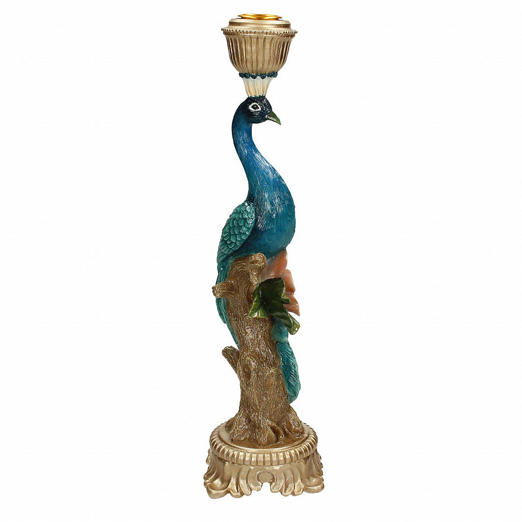 Regal Peacock Candle Holder