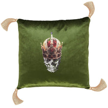 Load image into Gallery viewer, Regal Skull Velvet Cushion Cover | Moss Green