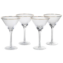 Load image into Gallery viewer, Ribbed Martini Cocktail Glasses | Set of 4