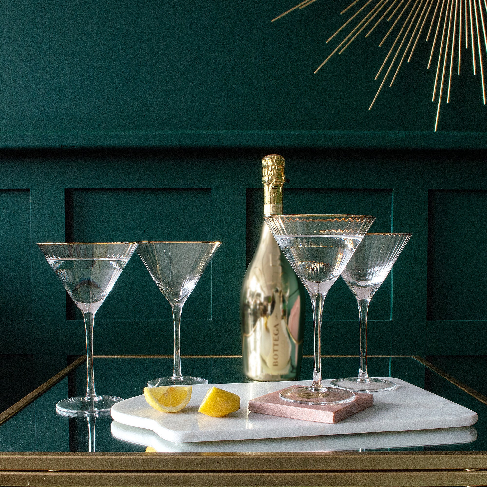 Ribbed Martini Cocktail Glasses | Set of 4