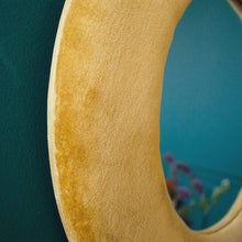 Load image into Gallery viewer, Round Ochre Velvet Mirror