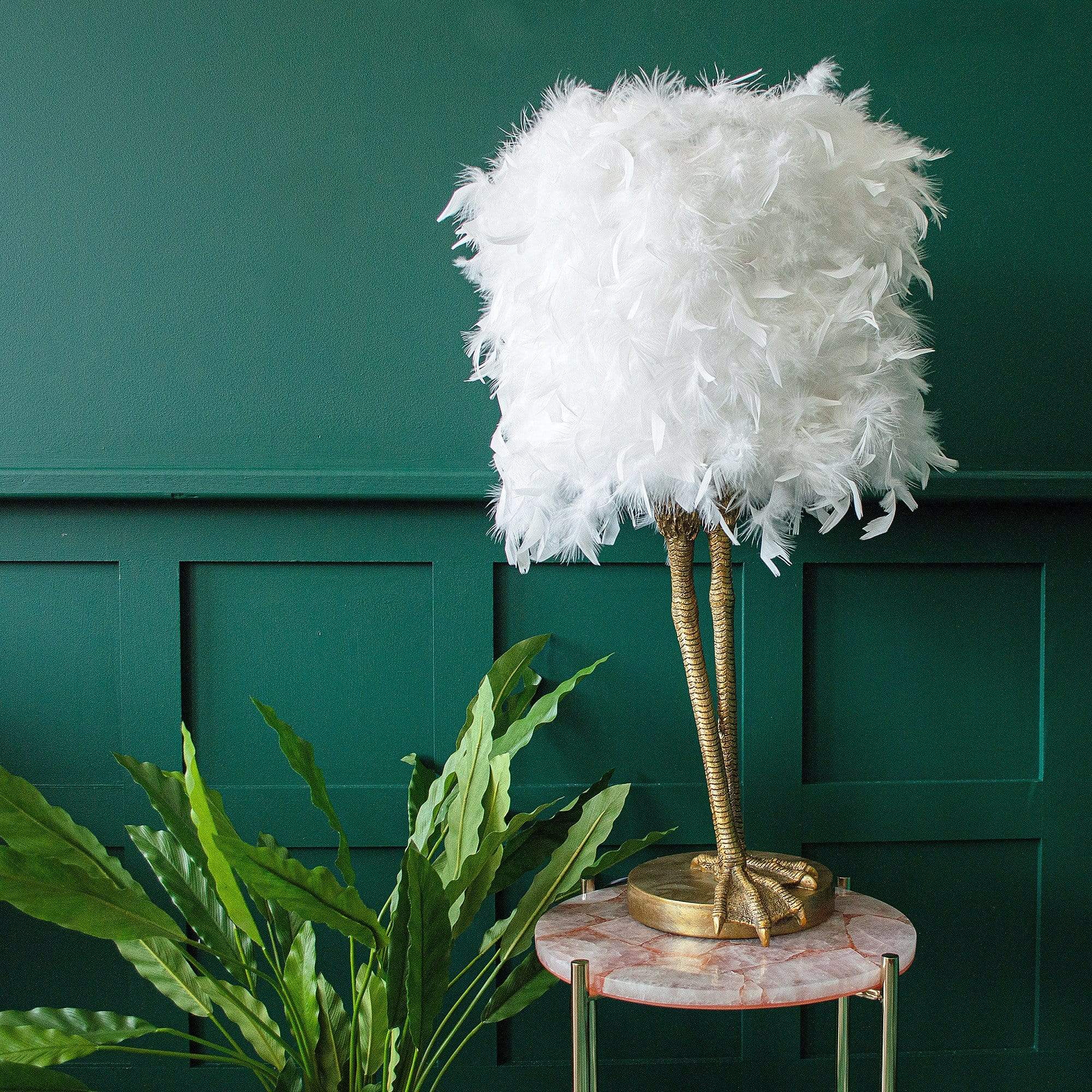 Feather table lamp shade sales